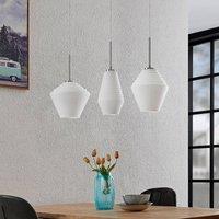 Lindby Ekkis hanging light 3-bulb, long opal white