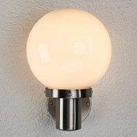 Lindby Spherical outdoor wall light Samuel, stainless steel
