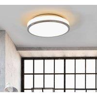 Lindby Round LED ceiling lamp Lyss with chrome frame IP44