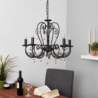 Lindby 5-bulb chandelier Sophina in black