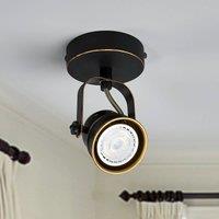 Lindby wall spotlight Leonor, black, metal, 1-bulb, 9.5 cm