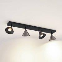 Lucande Kartio ceiling lamp 4-bulb tiltable nickel