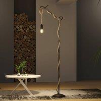Lucande Ropina floor lamp, height 180 cm, black, hemp rope