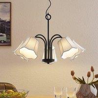 Lucande Binta hanging lamp, five-bulb, silver grey