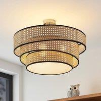 Lucande Elowen ceiling light, 56 cm, rattan, bamboo