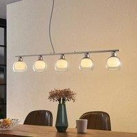Lucande Kaiya pendant light, glass, 5-bulb