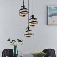 Lindby Colten pendant light, 50 cm, 3-bulb, black, gold