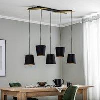 Lucande Thamila hanging light, black, gold, iron