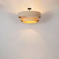 Lindby ceiling lamp Jusari, cream, textile, 56 cm, E27