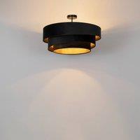 Lindby ceiling lamp Jusari, black, textile, 56 cm, E27