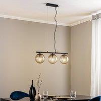 Lucande Sotiana hanging light, 3-bulb, long, black