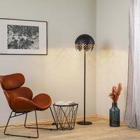 Lucande Aparas floor lamp, leaf look, black-gold