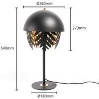 Lucande Aparas table lamp leaf look, black-gold