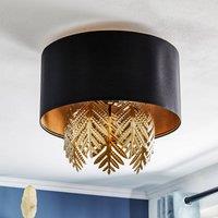 Lucande Malviras fabric ceiling lamp with leaf decoration