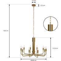 Lindby chandelier Elanova, brass, 10-bulb, 80 cm, E14