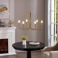 Lindby chandelier Elanova, brass, 6-bulb, 70 cm, E14