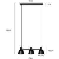 Lucande Servan pendant light, black, 3-bulb
