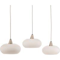 Lucande Sharvil pendant light, 3-bulb, white, glass, 97cm