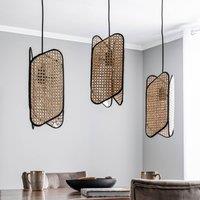 Lucande Bassiola hanging light, bamboo, 3-bulb
