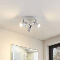 Lindby spotlight Kardo, roundel, 3-bulb, white, metal, IP44
