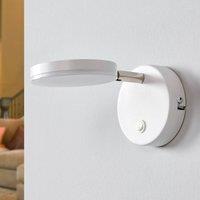 Lindby LED wall lamp Milow, white, 9.6 cm high, switch