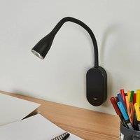 Lindby LED wall lamp Enna, 34 cm, black, switch, USB
