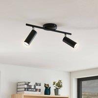 Lindby Camille LED ceiling light, black, 2-bulb