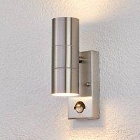 Lindby Eyrin outdoor wall light, height 22 cm, stainless steel, sensor