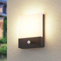 Lindby LED wall light Vanira, anthracite, aluminium, sensor, IP54