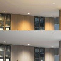 Prios LED recessed spotlight Rida, white. 15 cm, CCT, IP44