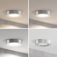 Prios LED ceiling light Edwina, silver, 18 cm, CCT, IP44