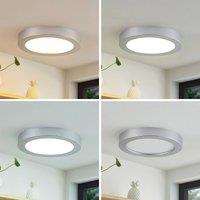Prios LED ceiling light Edwina, silver, 25 cm, CCT, IP44