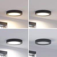 Prios LED ceiling light Edwina, black, 23 cm, CCT, IP44