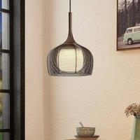 Lucande Tetira hanging lamp, 1-bulb, 30 cm brown