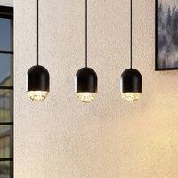 Lucande Amielle pendant lamp, three-bulb, black