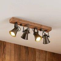 Lindby Grandesa downlight, 35 cm, 4-bulb, wood, metal