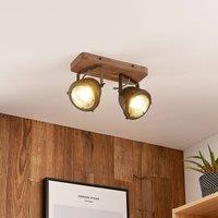 Lindby Farovi downlight, black, 27 cm, 2-bulb, GU10