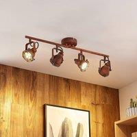 Lindby downlight Scabra, 63 cm, rust brown, 4-bulb, metal