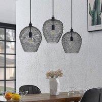 Lindby Benja pendant lamp, three-bulb, black