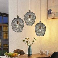 Lindby Benja pendant lamp, three-bulb, brass