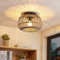 Lindby Bominio ceiling light, rattan, 33 cm