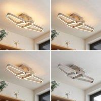 Lucande Quinn LED ceiling lamp nickel three-bulb