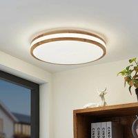 Lindby LED ceiling lamp Emiva, 49.5 cm, CCT, wood