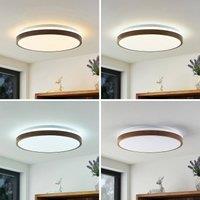 Lindby LED ceiling light Hudsona, 49 cm, wood, brown