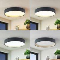 Lindby LED ceiling light Todor, 50 cm, anthracite, CCT, wood