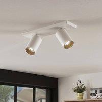 Arcchio spotlight Brinja, white, angular, 6 cm, 2-bulb, GU10