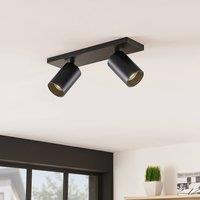Arcchio spotlight Brinja, black, angular, 6cm, 2-light, GU10