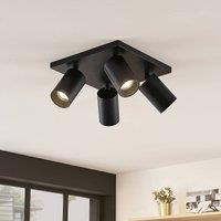Arcchio Brinja spotlight, black, angular, 6 cm, 4-bulb, GU10