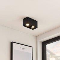 Arcchio Kubika downlight, 19 cm, black, 2-bulb, metal
