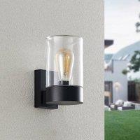 Arcchio Liljana outdoor wall light, black, 21 cm, IP65, glass